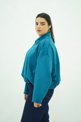 Bomber Bleu turquoise en faux daim