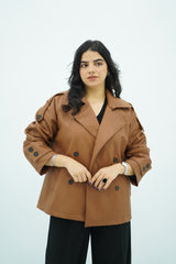 Trench Court Camel en similicuir
