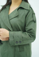 Trench court Vert en faux Daim