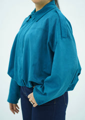 Bomber Bleu turquoise en faux daim