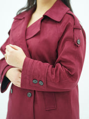 Trench Bordeaux en faux daim