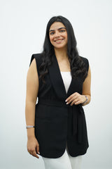 Gilet sans manches noir avec ceinture ✨