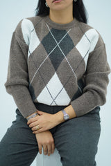 Pull à motifs losanges en maille