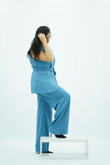 Ensemble tailleur sans manches bleu ciel