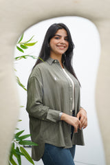 Chemise Rayé En lin - Kaki