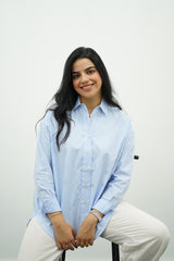 Chemise oversize rayée Bleu et blanche