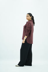 Surchemise Aubergine en Faux Daim