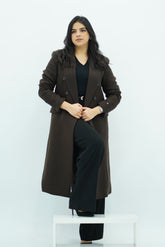 Manteau long ajusté Marron chocolat