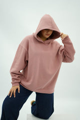 Sweat à capuche oversize rose poudré
