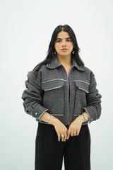 Bomber en tweed Gris