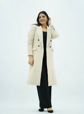 Manteau Long ajusté Blanc cassé