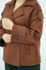Trench Marron en faux daim