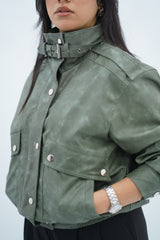 Bomber verte effet dégradé en similicuir