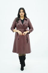 Trench coat Bordeaux en similicuir
