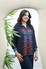 Chemise à motifs - Bleu nuit