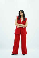 Ensemble gilet & pantalon en Rouge