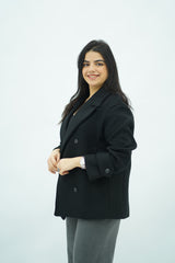 Manteau court oversize Noir đ€