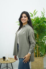 Chemise Rayé En lin - Kaki