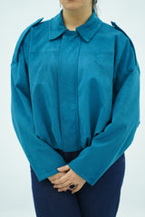 Bomber Bleu turquoise en faux daim