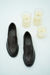 Mocassins cuir marron foncé