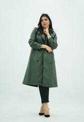 Trench Coat en Similicuir Kaki