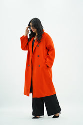 Manteau Oversize Orange Éclatant