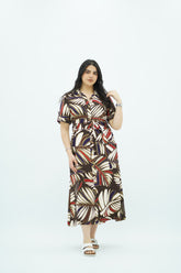 Robe Chemise à Imprimé Tropical Feuillage