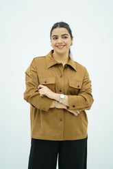 Surchemise Camel en Faux daim