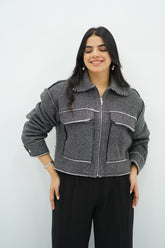 Bomber en tweed Gris