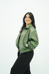 Bomber en similicuir Verte đ