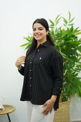 Chemise Rayé En lin - Noire