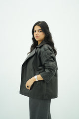 Trench Court en similicuir Noir 🖤