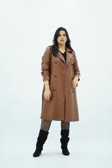 Trench coat camel en similicuir
