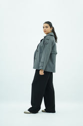 Trench court en faux daim Gris