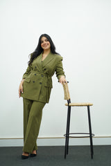 Tailleur Vert Olive Ceinture