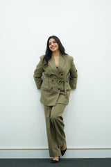 Tailleur vert kaki Ceinture