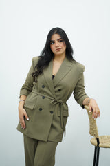 Tailleur vert kaki Ceinture