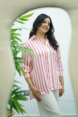 Chemise en satin à rayures