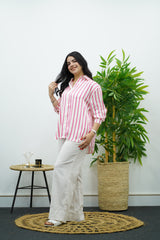 Chemise en satin à rayures