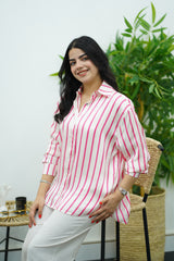 Chemise en satin à rayures