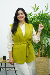 Gilet sans manches ceinturé – vert citron