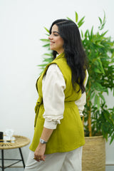 Gilet sans manches ceinturé – vert citron
