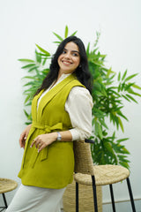 Gilet sans manches ceinturé – vert citron