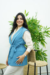 Gilet sans manches ceinturé – bleu azur