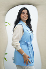 Gilet sans manches ceinturé – bleu ciel