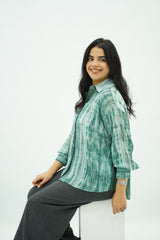 Chemise Oversize en Tie-Dye Vert et Blanc
