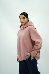 Sweat à capuche oversize rose poudré