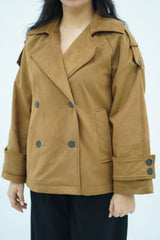 Trench court Camel en Faux Daim