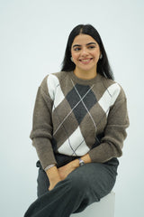 Pull à motifs losanges en maille