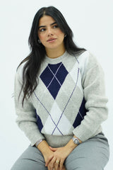 Pull en maille à motifs losanges